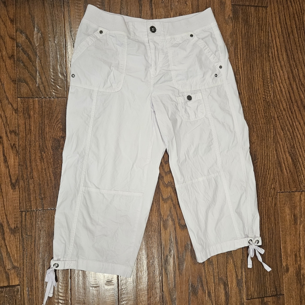 INTRO Stretch Women's Capri Pants, White - Size 10